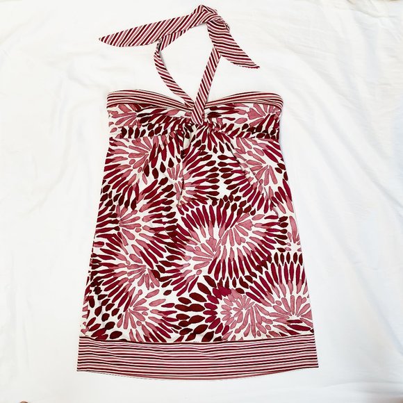 Raspberry/White short halter dress - Picture 1 of 5
